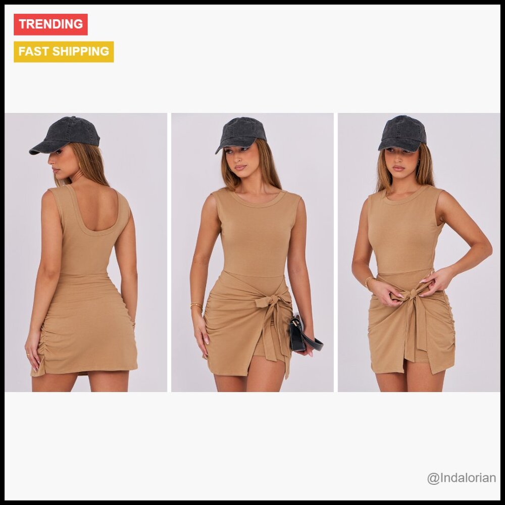 Polyester Rayon Elastane Sleeveless Bodycon Rompe… - image 7